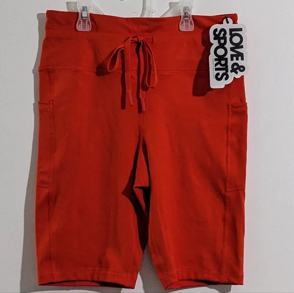Love & Sports Women's Red Bike Shorts With Drawstring Tie, Size Small(4-6), NWT - Picture 1 of 4